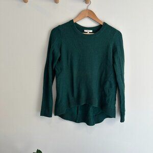 Madewell Women's Dark Green Hi-Lo Sweater with Adjustable Back Zipper, Size XS